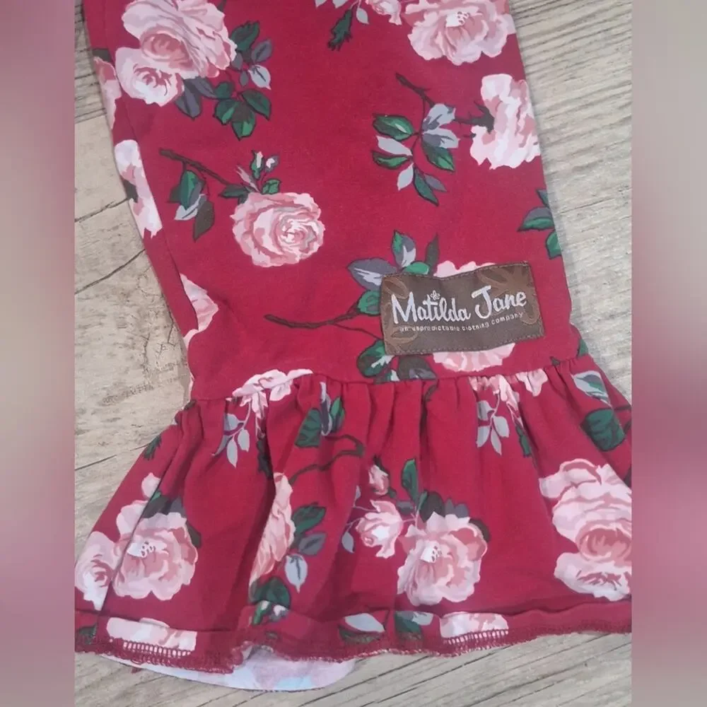 Matilda Jane Floral Kids Rose Bud Ruffle  Bottoms - Pink & Green Sz.S(4) #1865